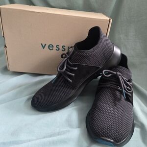 Vessi Black Sneakers with Breathable Knit Design